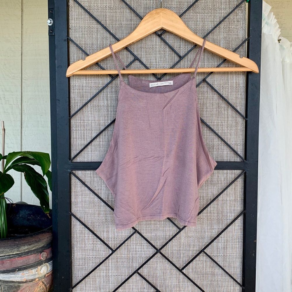 Active USA Brown Double Layered Belly Tank Large
